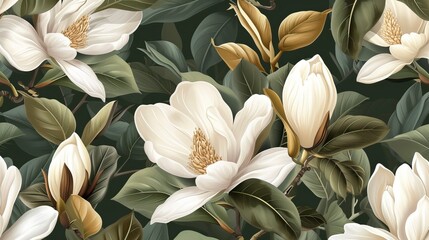 Lovely seamless pattern with exotic magnolia