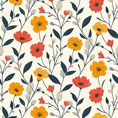 Minimalist abstract floral print. Modern trendy seamless pattern