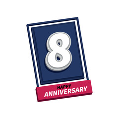 Vector illustration of 3D anniversary greeting card template on white background
