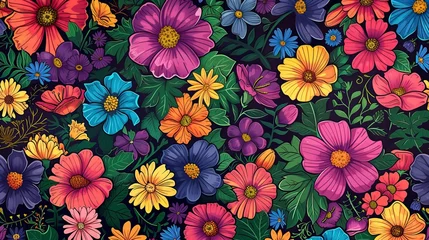 Foto op Aluminium Seamless pattern with colorful pattern of abstract flower © CREATIVE STOCK