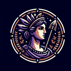 Artemis, the patron and protector of young girls vector icon illustration sticker.
