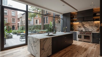 Spacious Kitchen With Marble Counter Top