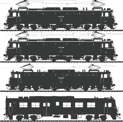 Silhouette electric train black color only full