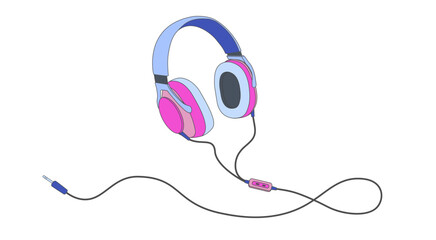Retro 80s, 90s headphones in a modern style. Fashion print for clothing. Concept for DJ, party. Vector illustration.