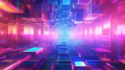 Colorful Abstract Background With Squares and Cubes. Generative AI.