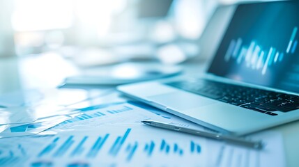 Laptop Computer Sitting on Top of Desk. Generative AI.