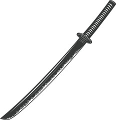 Silhouette katana sword black color only full