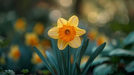 Obraz premium Close-Up of a Yellow Flower With Blurry Background