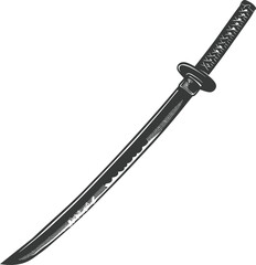 Silhouette katana sword black color only full