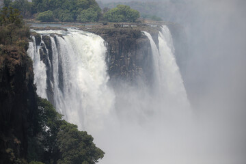 Water flowing over the crest of Victoria Falls