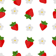 Seamless pattern of fresh strawberry background - Vector illustration