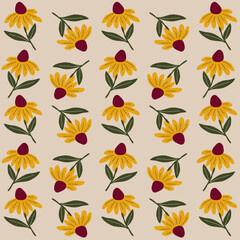 Yellow flower pattern wallpaper
