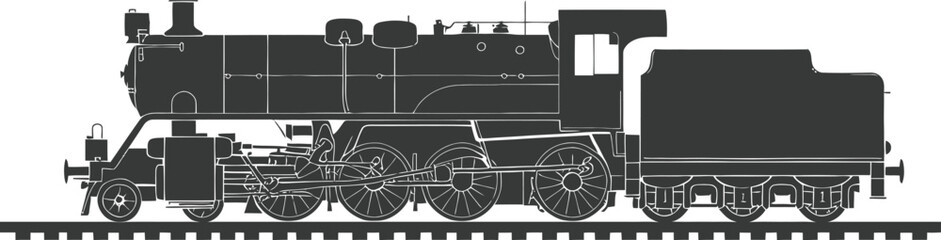 Fototapeta na wymiar Silhouette locomotive black color only