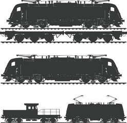 Silhouette electric train black color only full