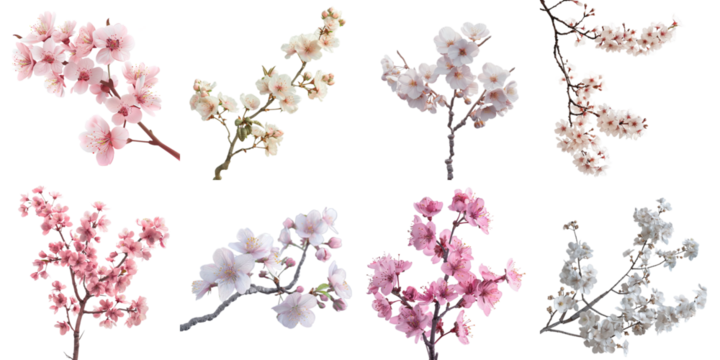 Sakura collection in 3d png transparent for product presentation.