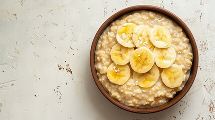 porridge in a bowl, top view
