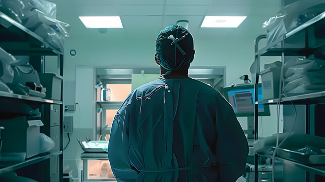a doctor from behind in the operating room