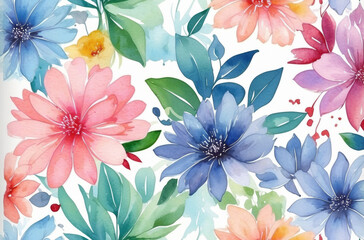 Fototapeta na wymiar abstract colors watercolor flowers background