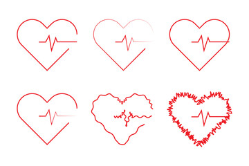 ECG heart beat line icon symbol, Heart beat pulse hospital logo sign. - obrazy, fototapety, plakaty