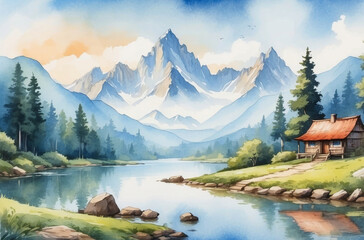 nature landscape watercolor background