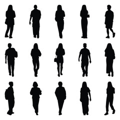 Vector collection set of individual people silhouettes.