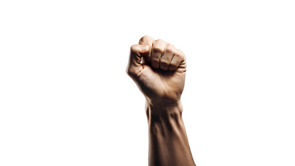 Raised fist isolated on a transparent background