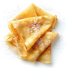 Crepes with sugar on white background