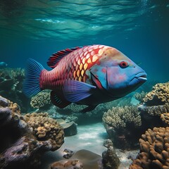 Naklejka na ściany i meble Yellowtail Parrotfish.