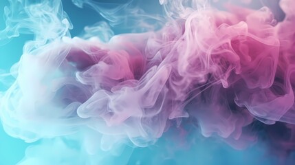 Dreamy pastel teal and pink smoke on abstract background. Cloud and fog.