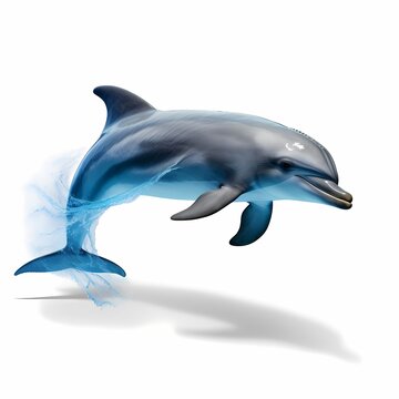 Watercolor dolphin set isolated on transparent background.
