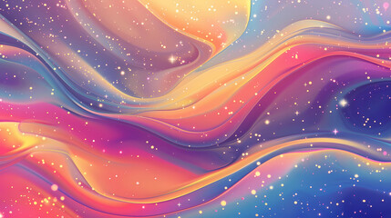 Abstract colorful wavy background with pastel gradient and light sparkles, perfect for wallpaper,...