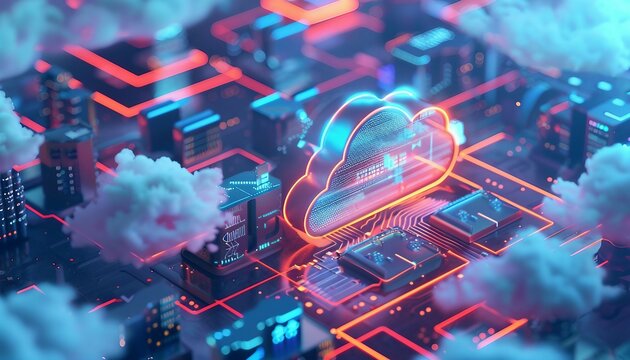 Hybrid Cloud Integration Architecture, a hybrid cloud integration architecture within a data center concept with an image depicting seamless integration between on-premises infrastructure, AI