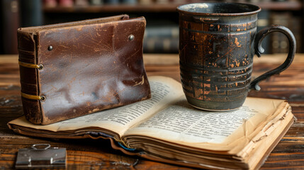 A cup over an old book