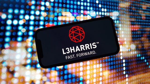 Konskie, Poland - March 02, 2024: L3Harris Technologies company logo displayed on mobile phone screen