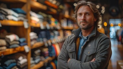 man shopping in clothing store style background