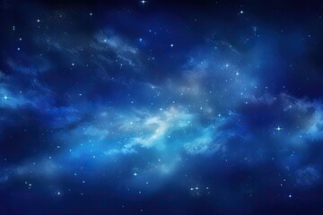 Starry Night Sky Background with Nebula, Galaxy and Stars in Blue Space of the Universe