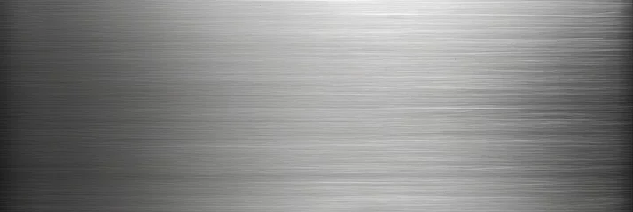 Fotobehang Metal Steel Texture Background. Fine Brushed Wide Plate with Silver Metallic Design © Serhii