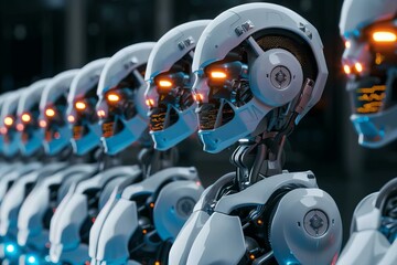 Fototapeta premium Robots Standing in a Line