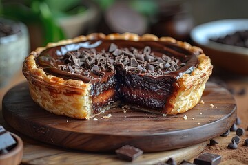 A close-up of the chocolate pie