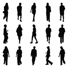 Vector collection set of individual people silhouettes.