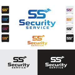 SS Letter With Shield  CCTV Camera Security Service Logo Template