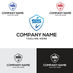 SS Letter With Shield  CCTV Camera Security Service Logo Template