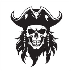 pirate skull , Human skull head silhouette design