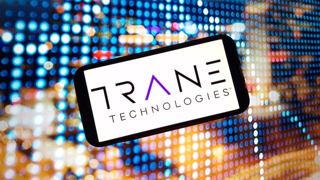 Konskie, Poland - March 02, 2024: Trane Technologies company logo displayed on mobile phone screen