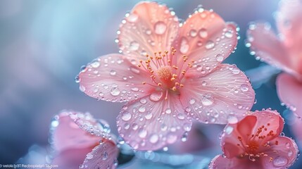 Pink Flower With Water Droplets - 749595358