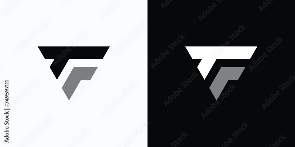 Wall mural Vector logo design for the initials letter T F in a geometric triangle shape with a modern, simple, clean and abstract style.