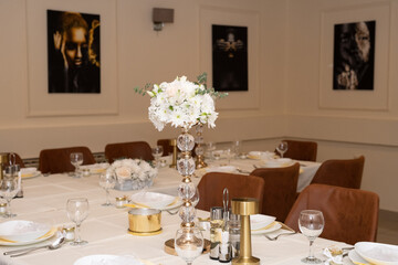 Table setting in a restaurant ,table setting for a banquet