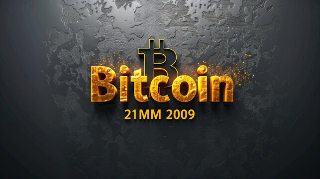 Fondo negro con textura logo de Bitcoin, 21MM tope a emitirse, desde 2009, novedad digital, riesgo inversi&oacute;n, crisis financiera, amarillo brillante dorado, tendencia al alza, pr&oacute;ximo halving abril