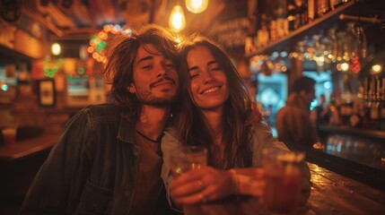 Two People Sitting at a Bar