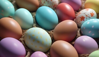 Fototapeta na wymiar A lot of colorful easter eggs painted
